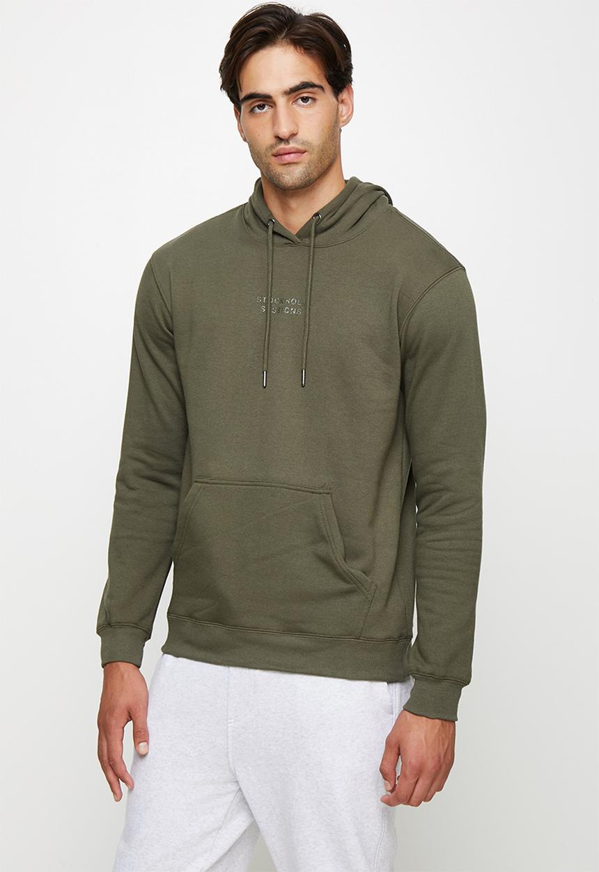 Cotton On - Graphic fleece pullover - military & stockholm sessions