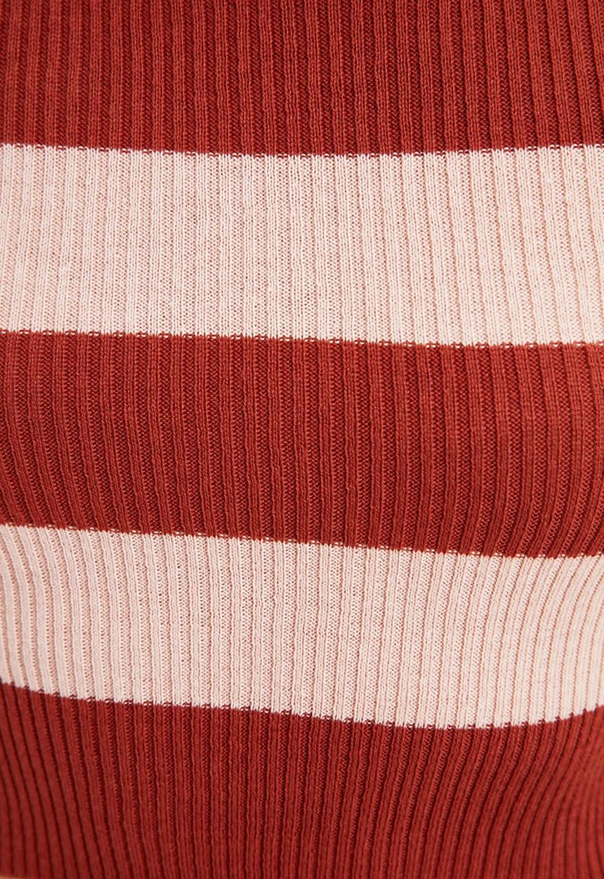 Trendyol - Striped knitwear sweater - brick & beige 