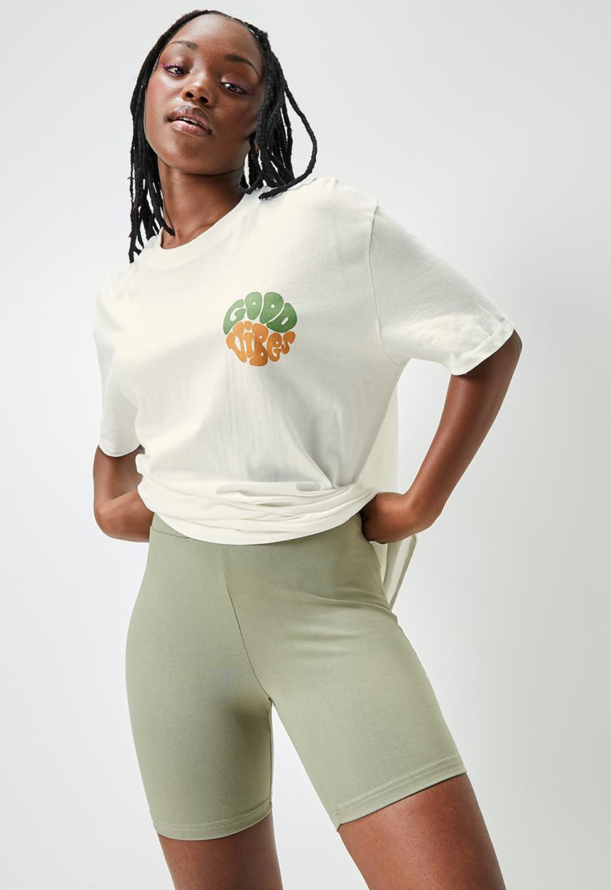 Blake - Graphic oversized tee - ecru