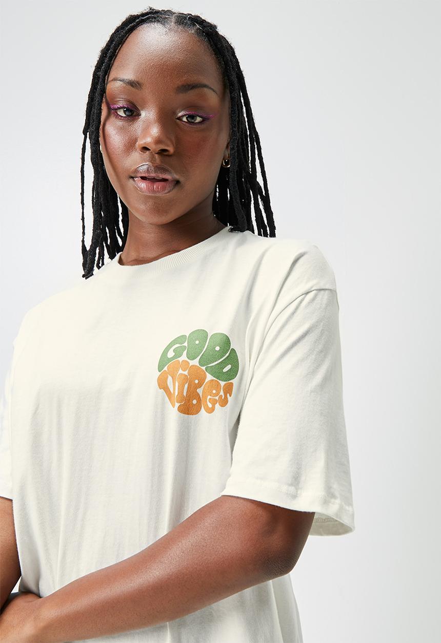 Blake - Graphic oversized tee - ecru