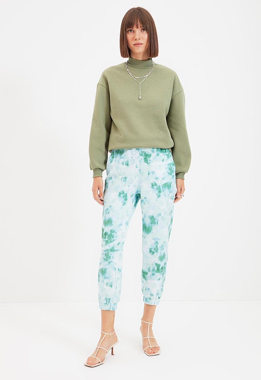 Trendyol - Upright collar knitted sweatshirt  - khaki