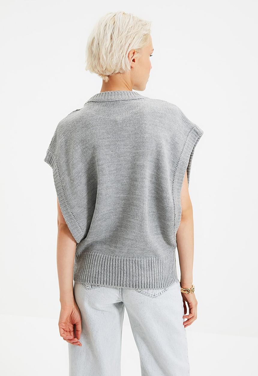Trendyol - Knitted detailed knitwear sweater  - grey