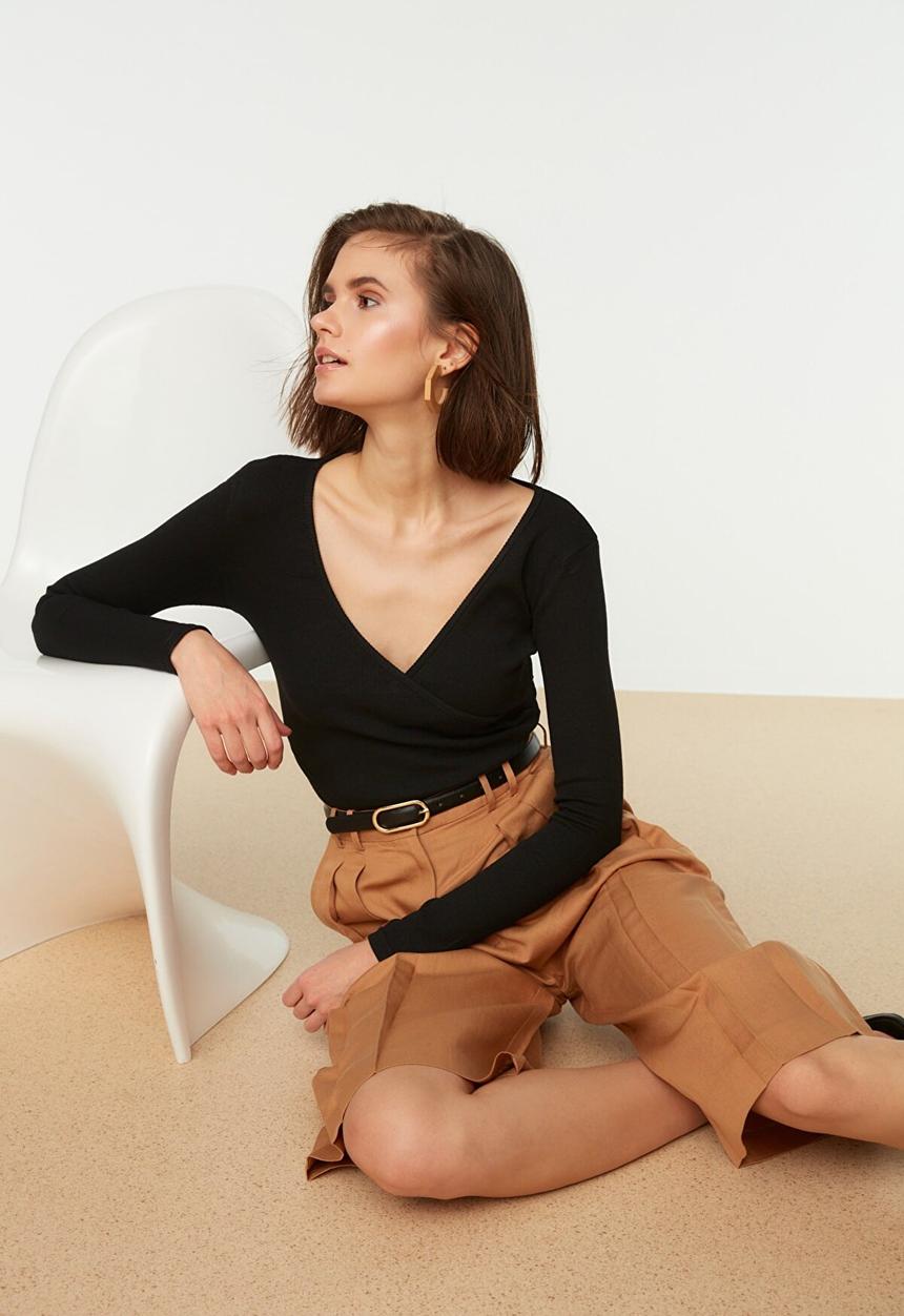 Trendyol - Wrap tee  - black