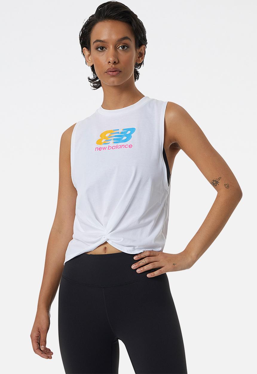 New Balance  - Relentless heather tech tank print - white