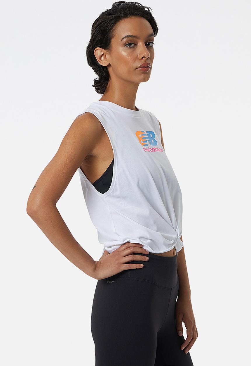 New Balance  - Relentless heather tech tank print - white