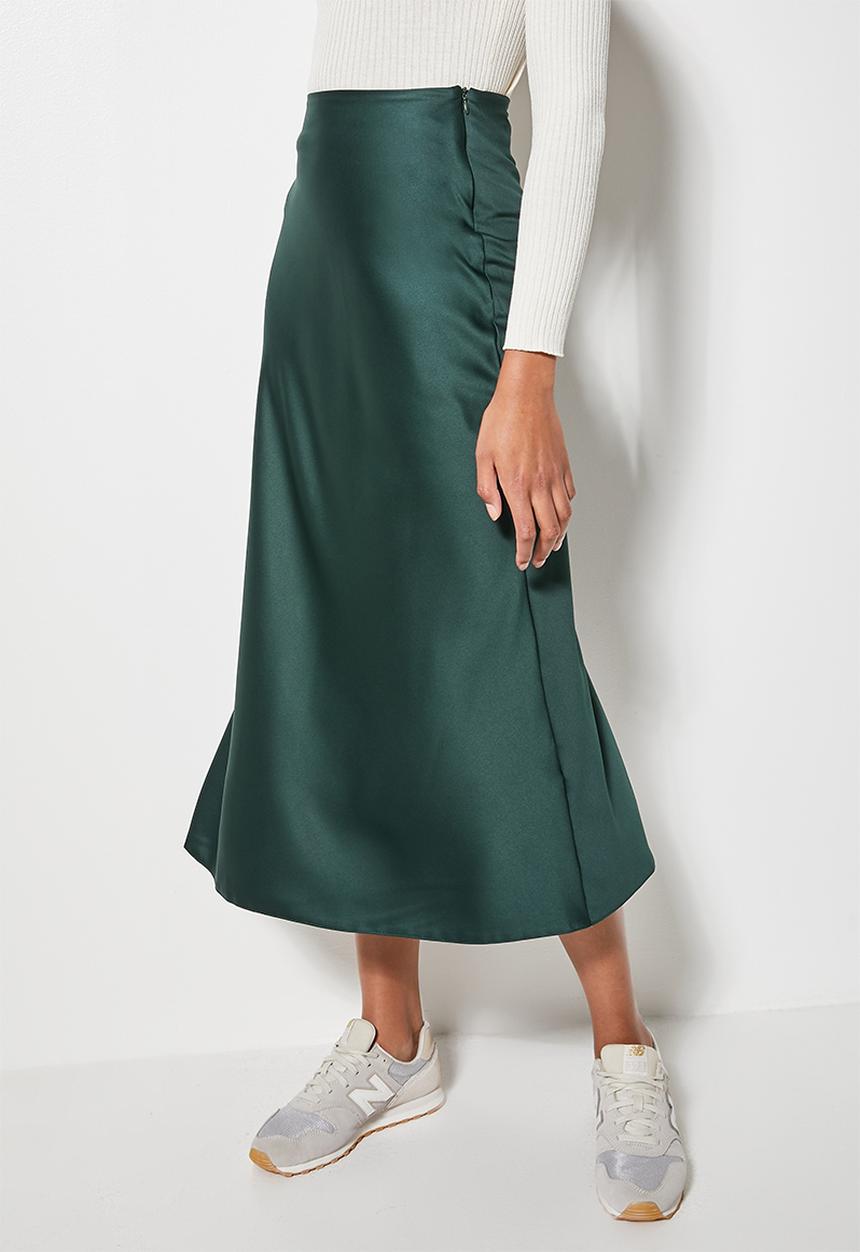 Superbalist - Long midi slip skirt - pine green