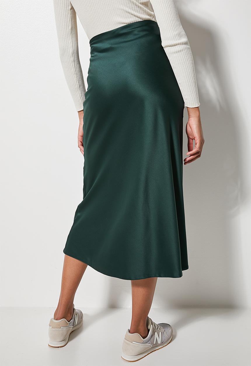 Superbalist - Long midi slip skirt - pine green