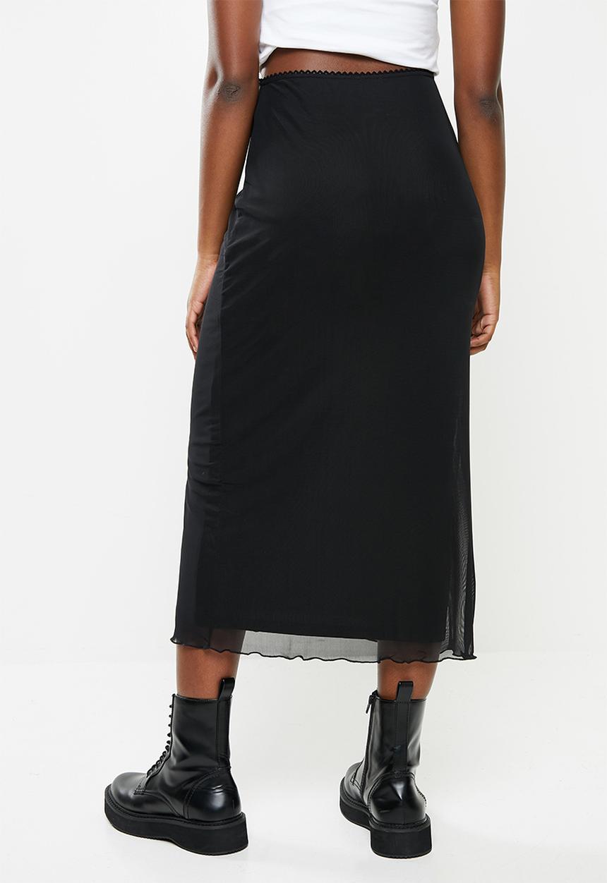 Cotton On - Mesh midi skirt - black