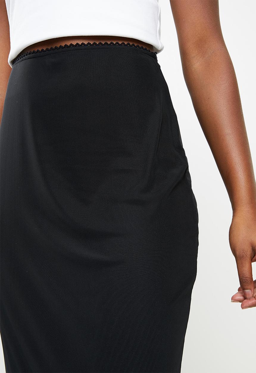 Cotton On - Mesh midi skirt - black