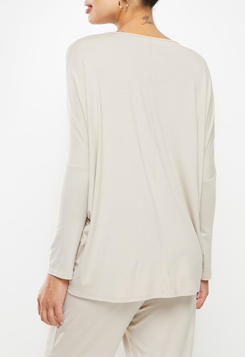 edit Maternity - Long sleeve oversize nursing tee - stone