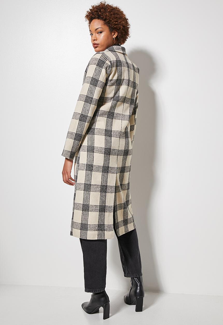 Superbalist - Check boyfriend coat - tan check