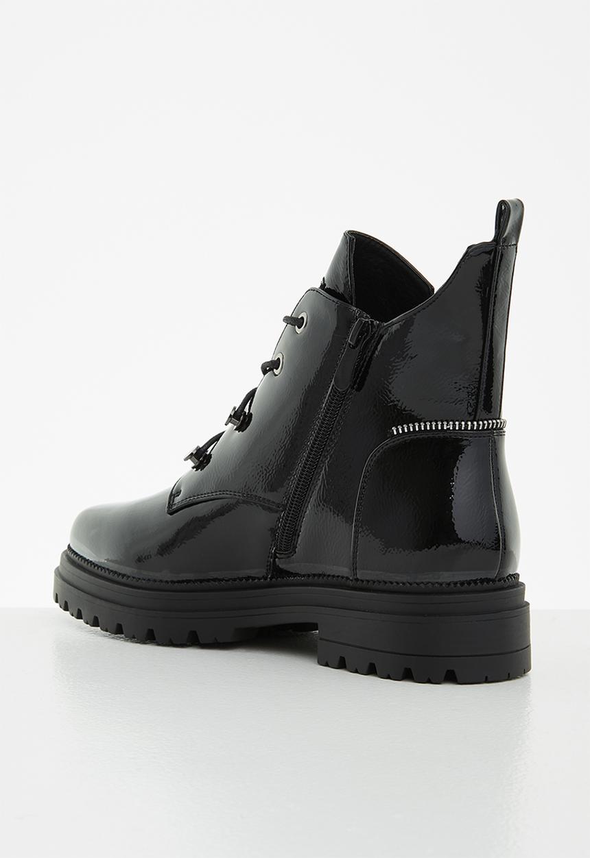 Plum - Melody lace-up ankle boot - black