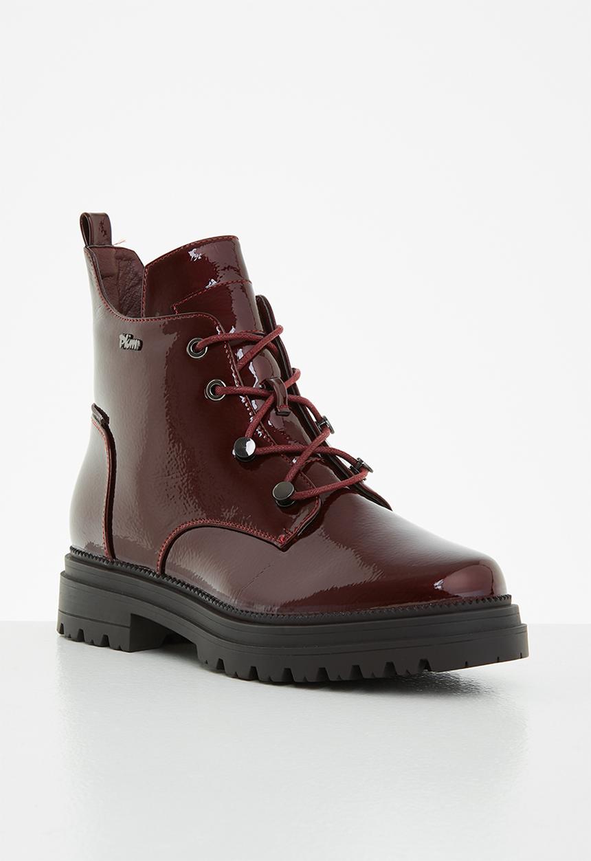 Plum - Melody lace-up ankle boot - burgundy