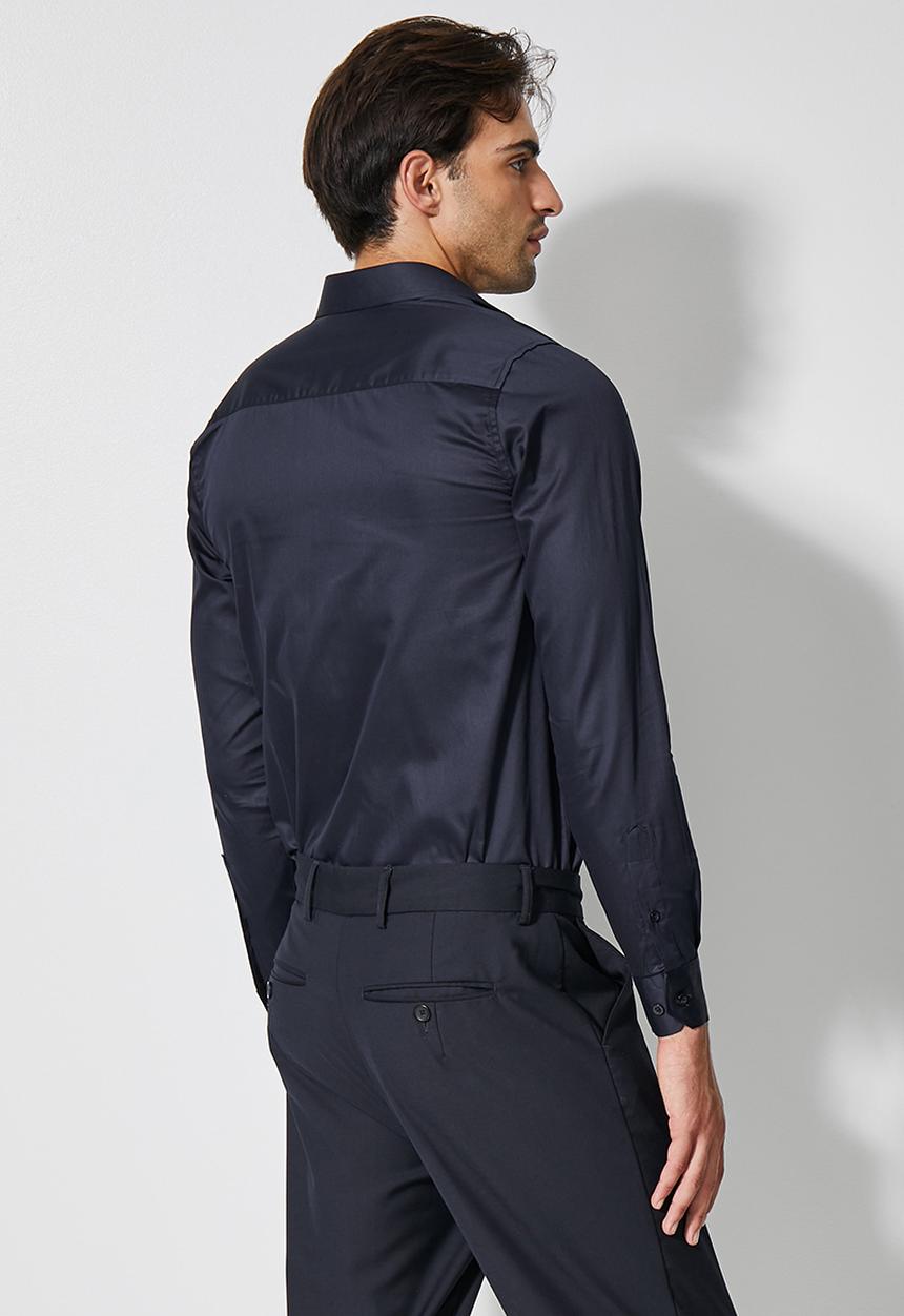 Superbalist - Jos slim sateen shirt - navy