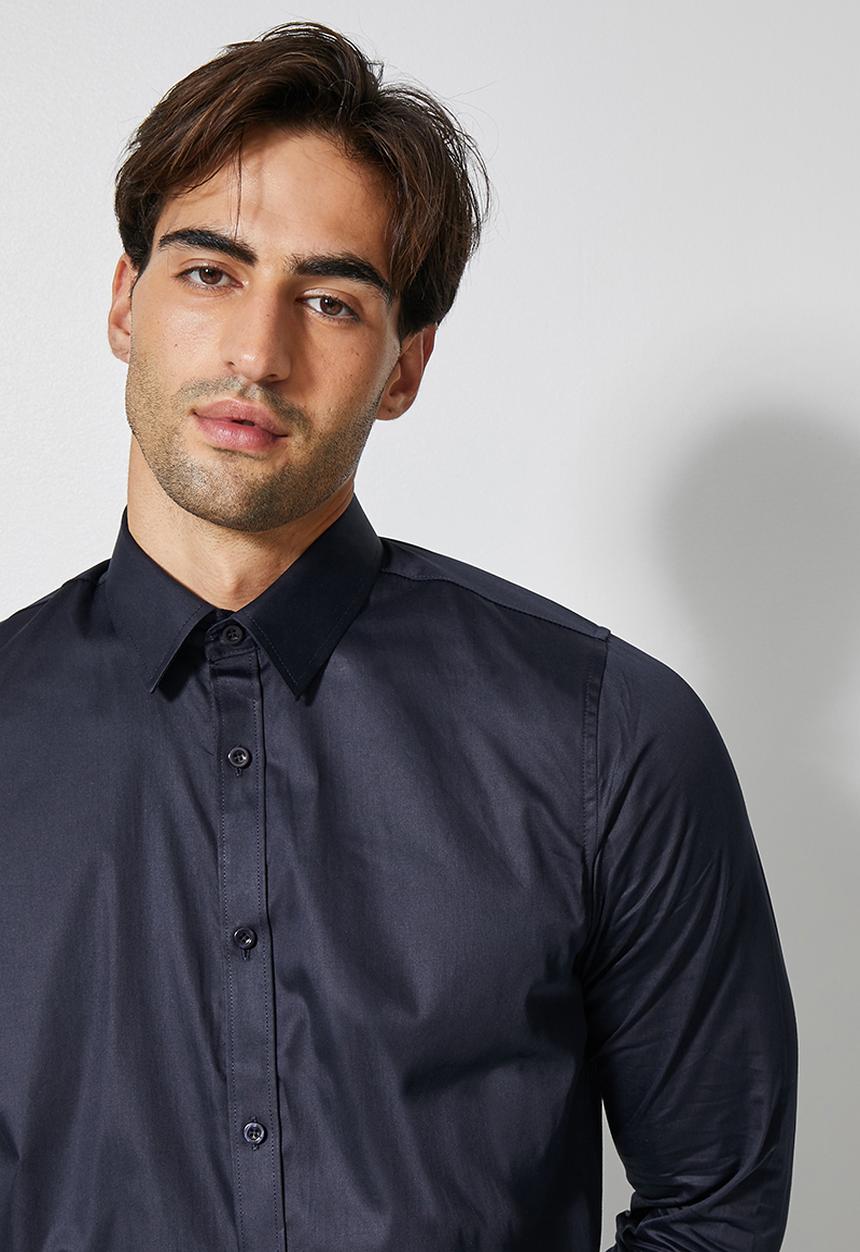 Superbalist - Jos slim sateen shirt - navy