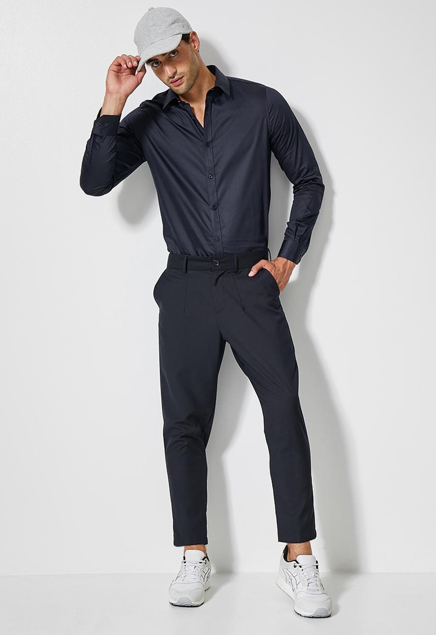 Superbalist - Jos slim sateen shirt - navy