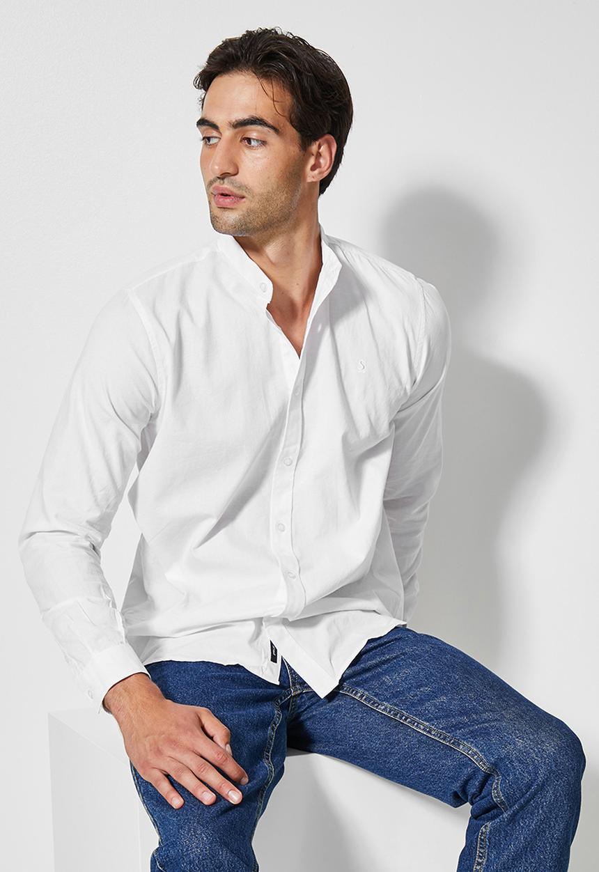 Superbalist - Lee regular fit mandarin oxford shirt - white