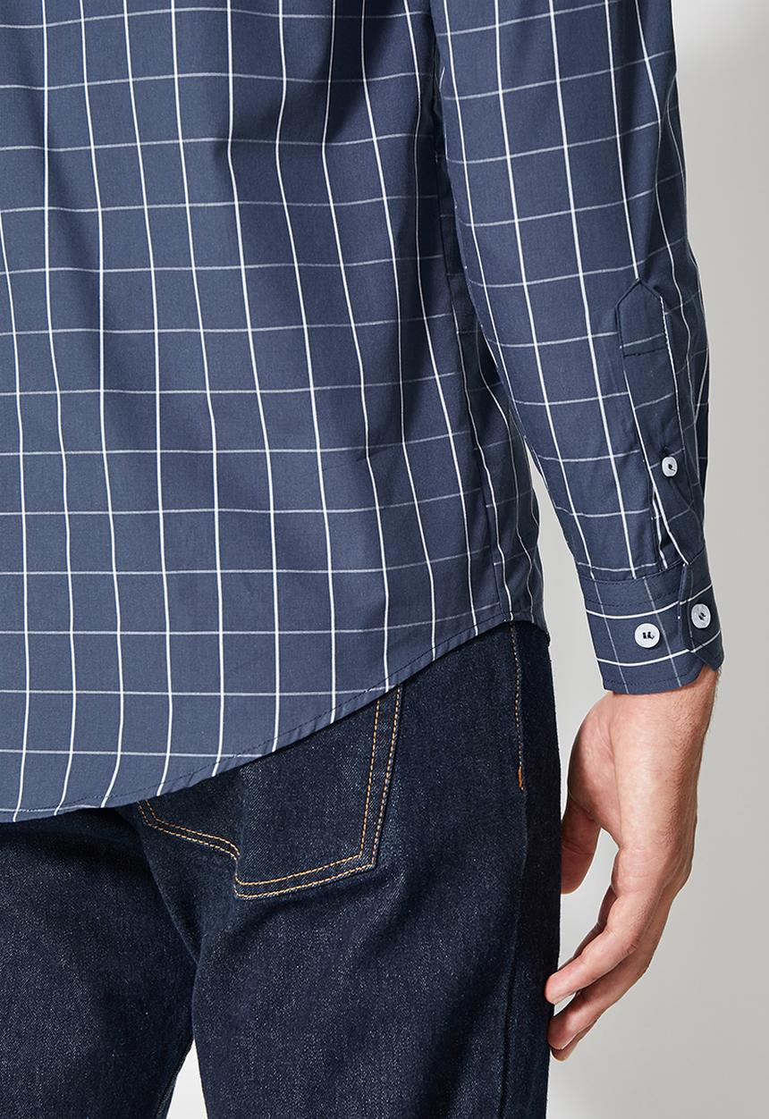 Superbalist - Jos slim check shirt - navy & white 