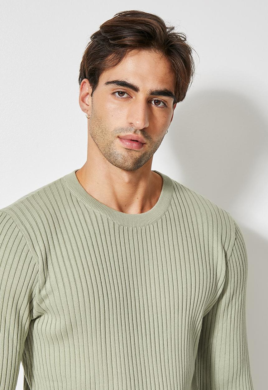 Superbalist - Slim fit ribbed crew neck knit - dirty mint