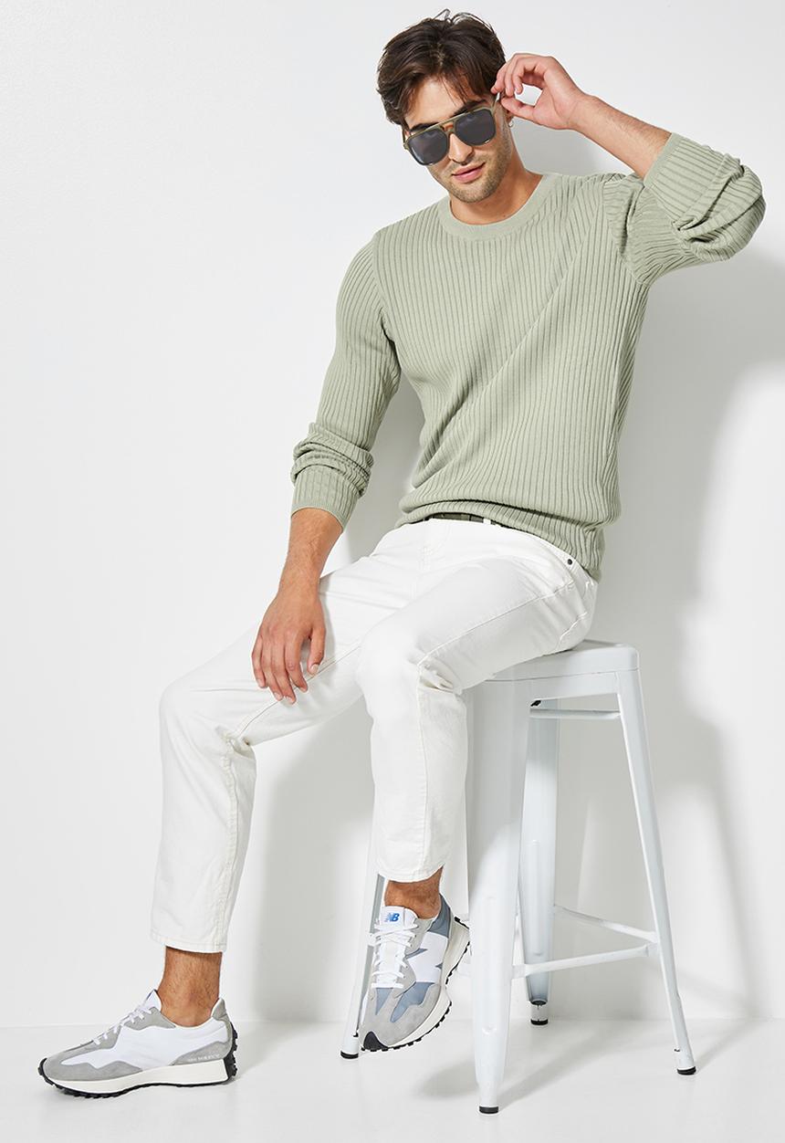Superbalist - Slim fit ribbed crew neck knit - dirty mint
