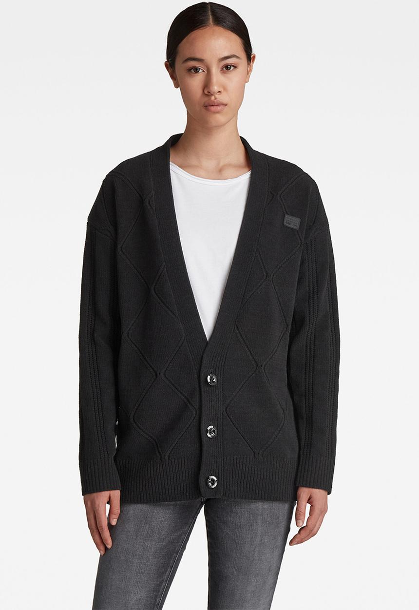 G-STAR - Cable cardigan knit - black