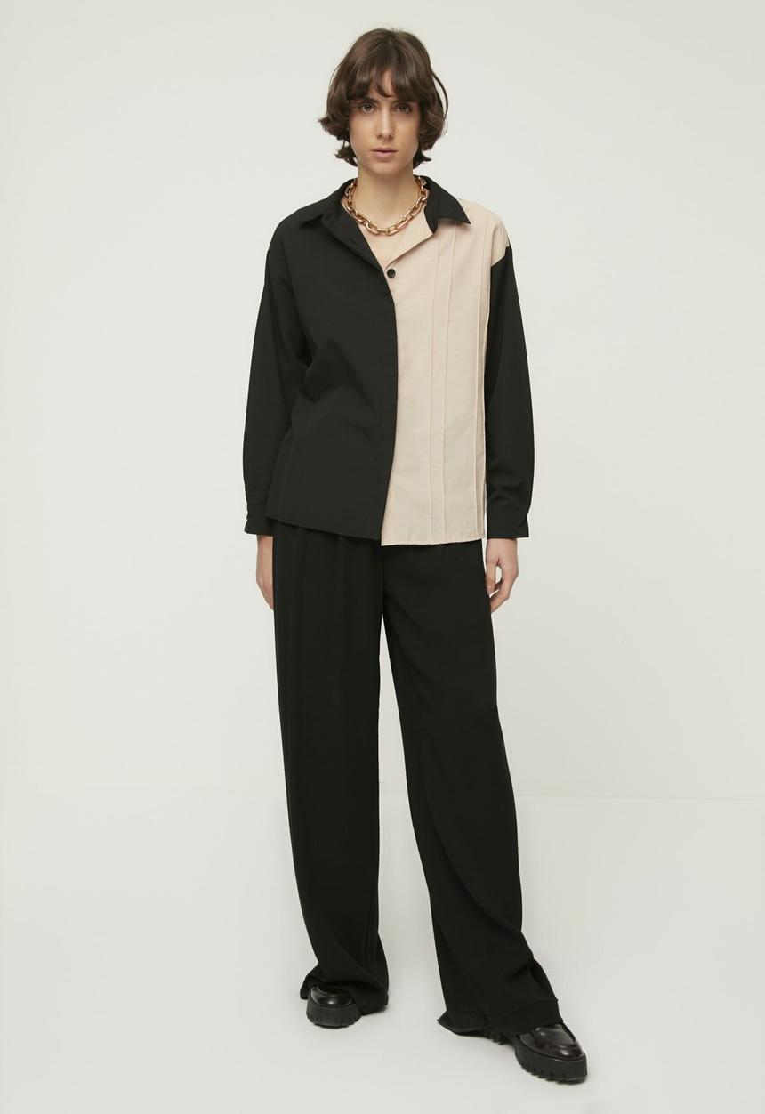 Trendyol - Color block shirt - black & stone