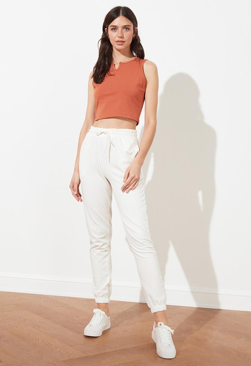 Trendyol - Basic jogger knitted sweatpants - ecru