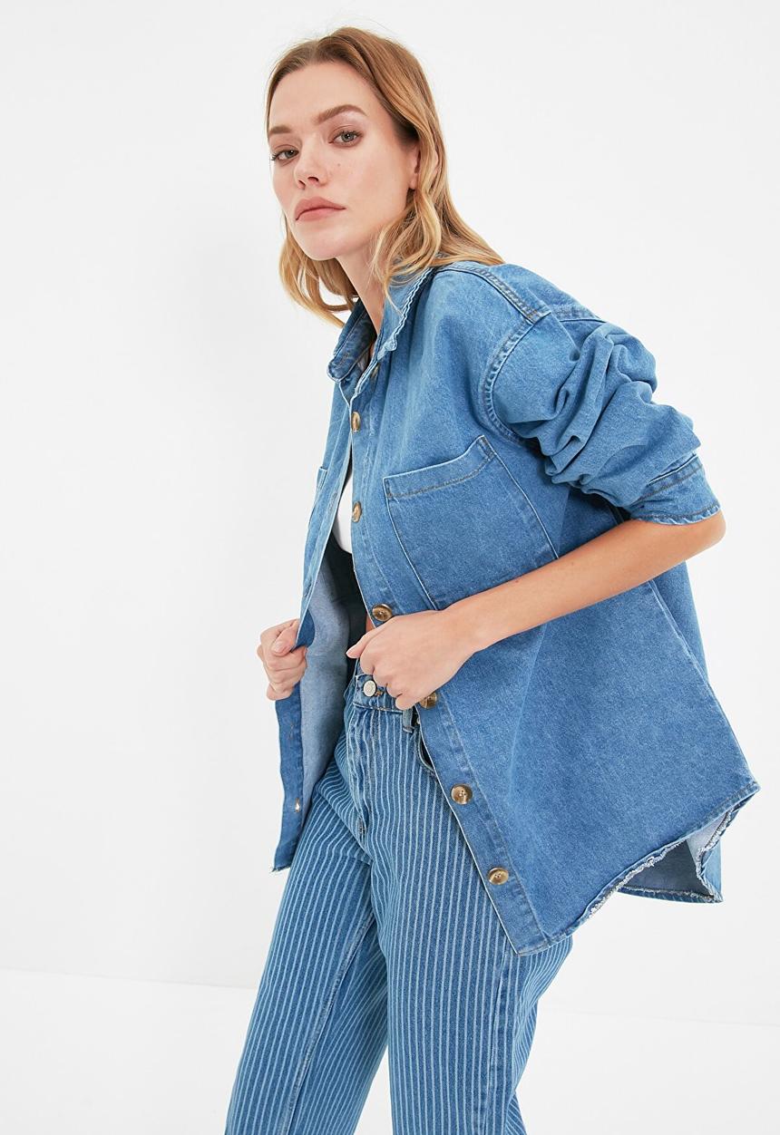 Trendyol - Oversize denim shirt - blue