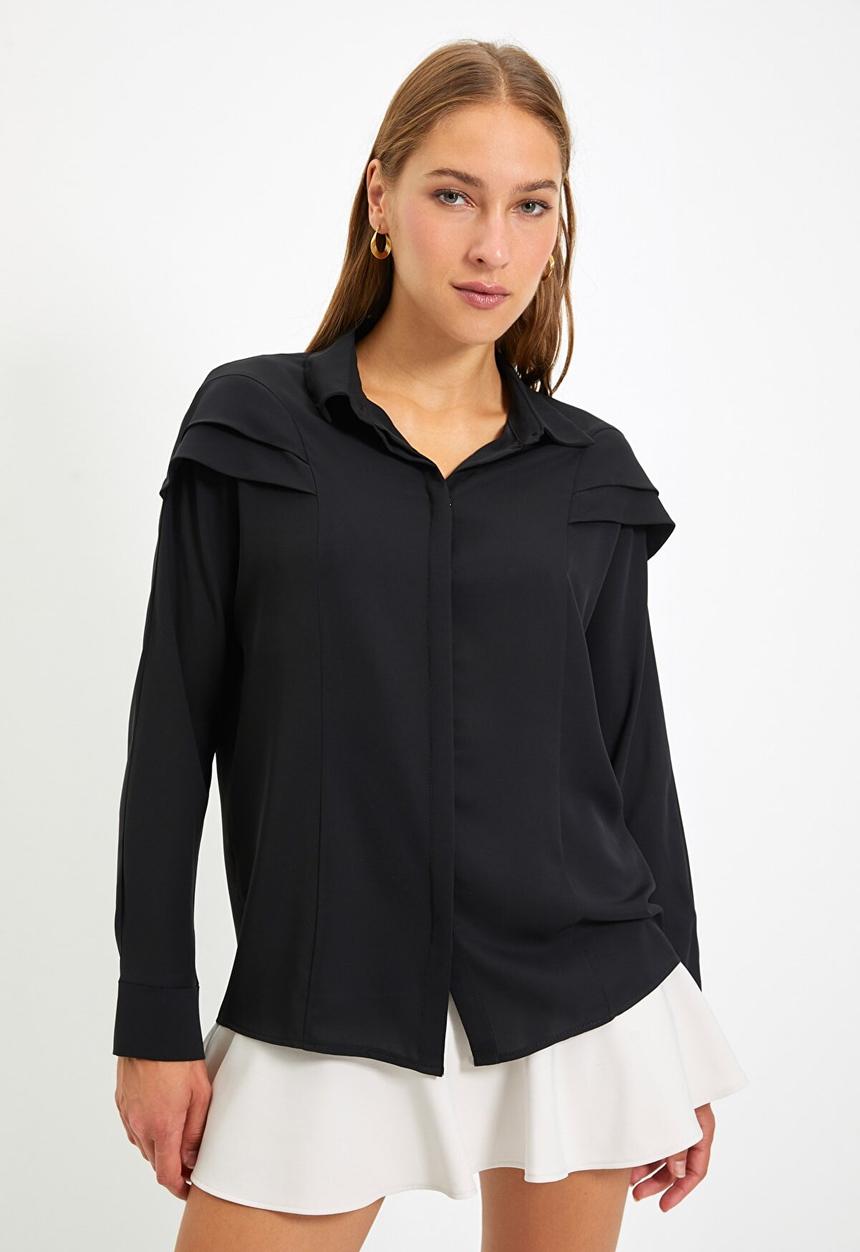Trendyol - Shoulder detailed shirt - black