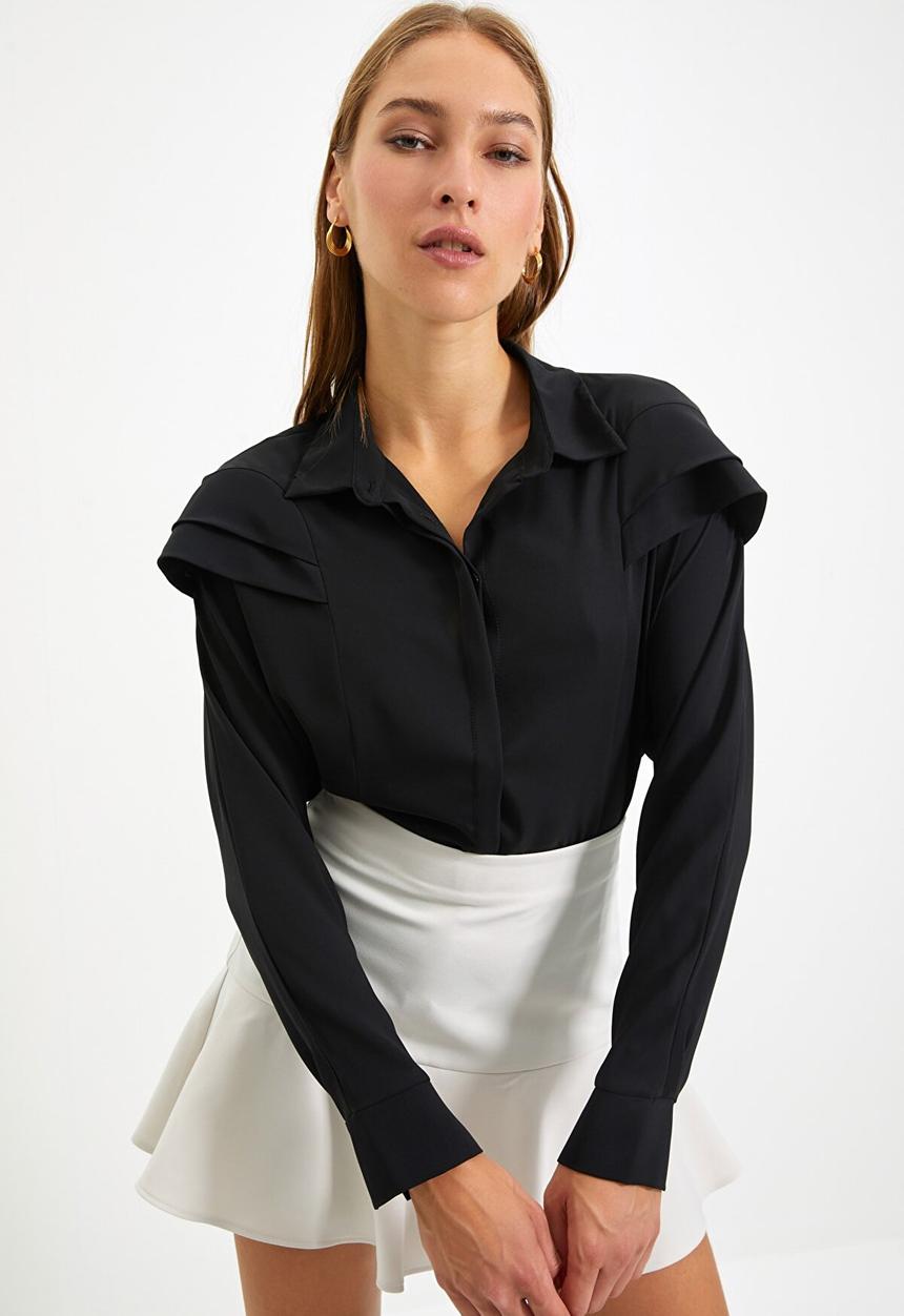 Trendyol - Shoulder detailed shirt - black