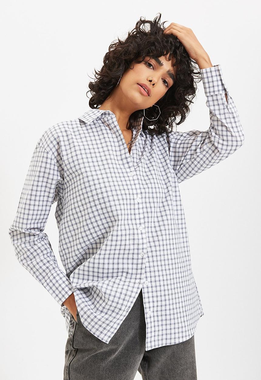 Trendyol - Check shirt - white & grey 