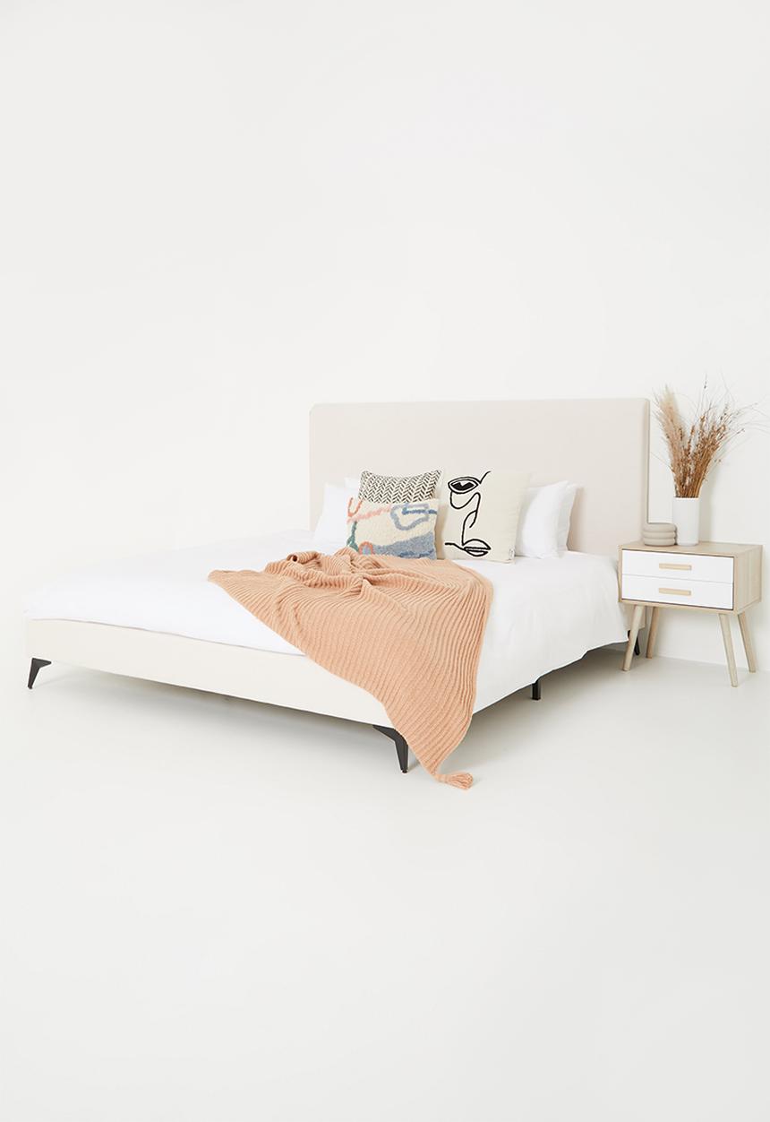 Sixth Floor - Deco plain upholstered bed & headboard - natural