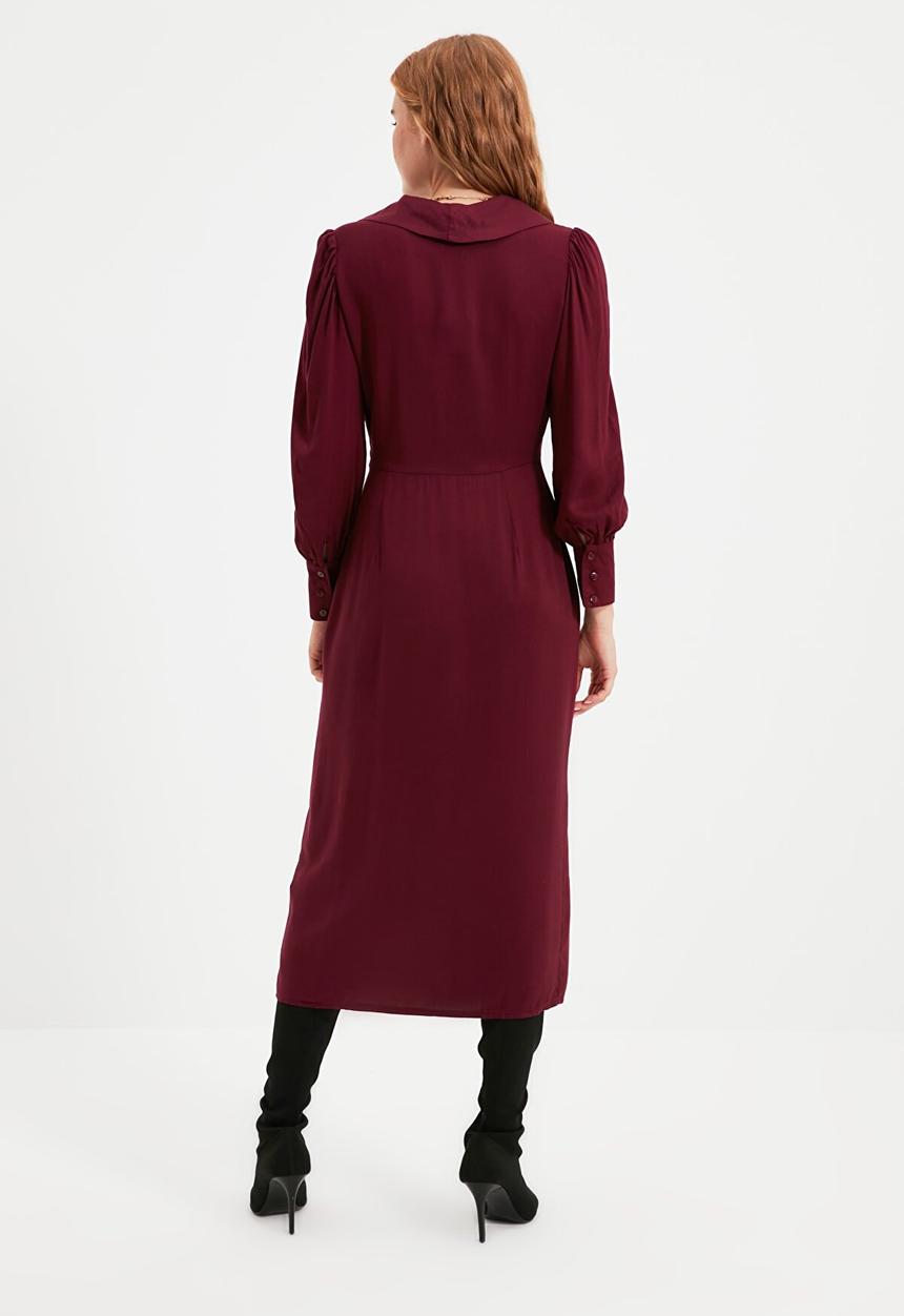 Trendyol - Damson double breasted collar dress - plum