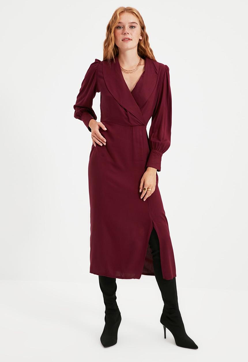 Trendyol - Damson double breasted collar dress - plum