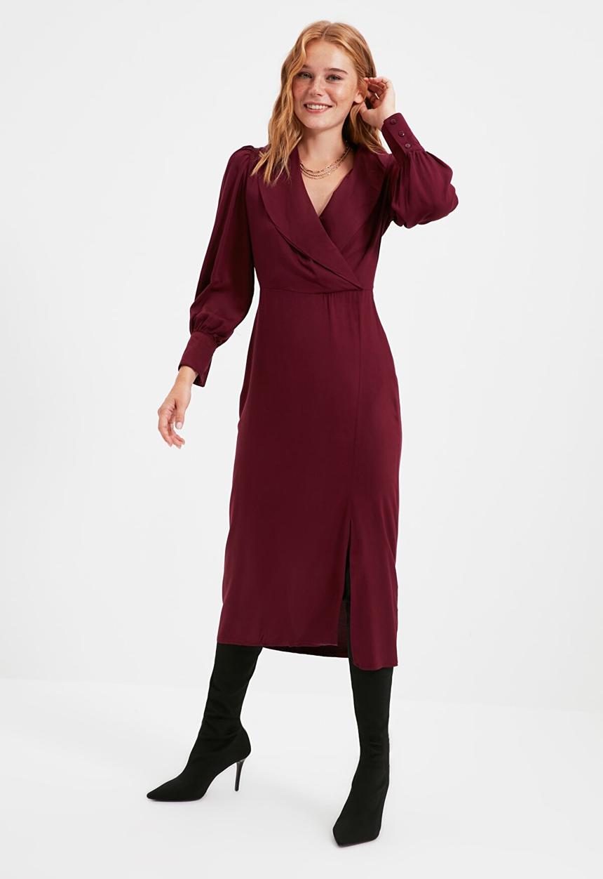 Trendyol - Damson double breasted collar dress - plum
