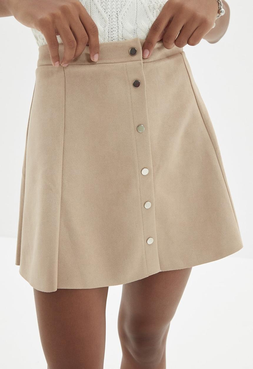 Trendyol - Buttoned skirt - taupe