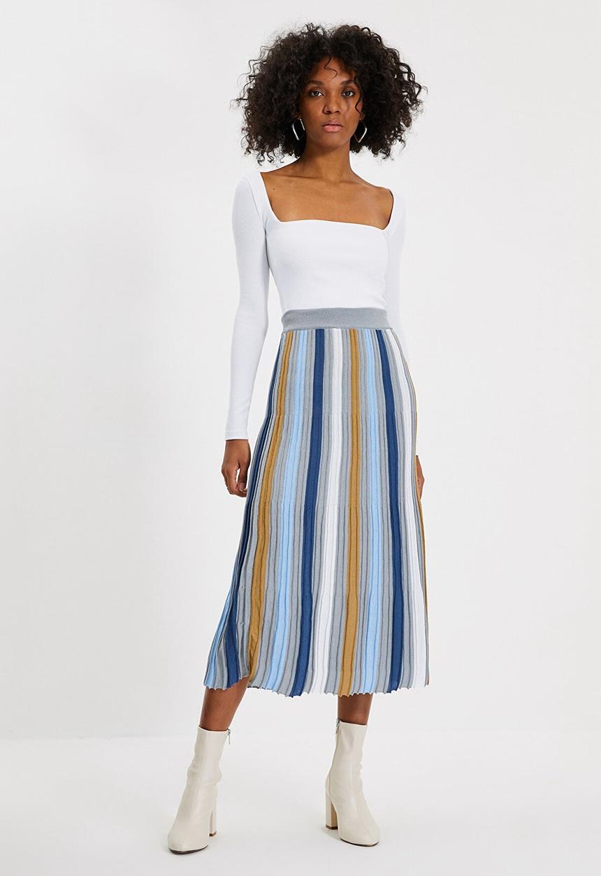 Trendyol - Colour block frill detailed knitwear skirt - multi 