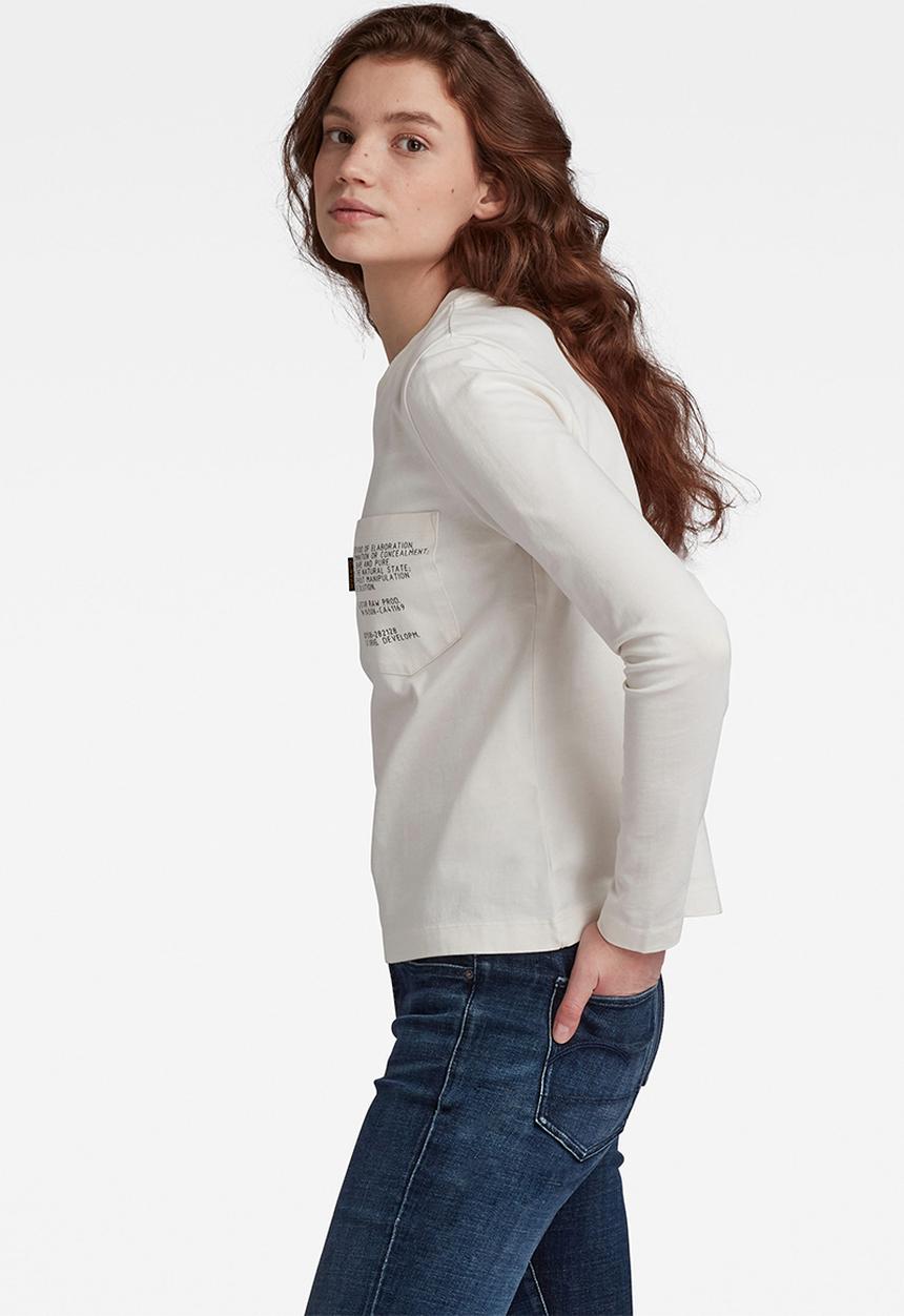 G-STAR - Text pocket loose r long sleeve top - milk