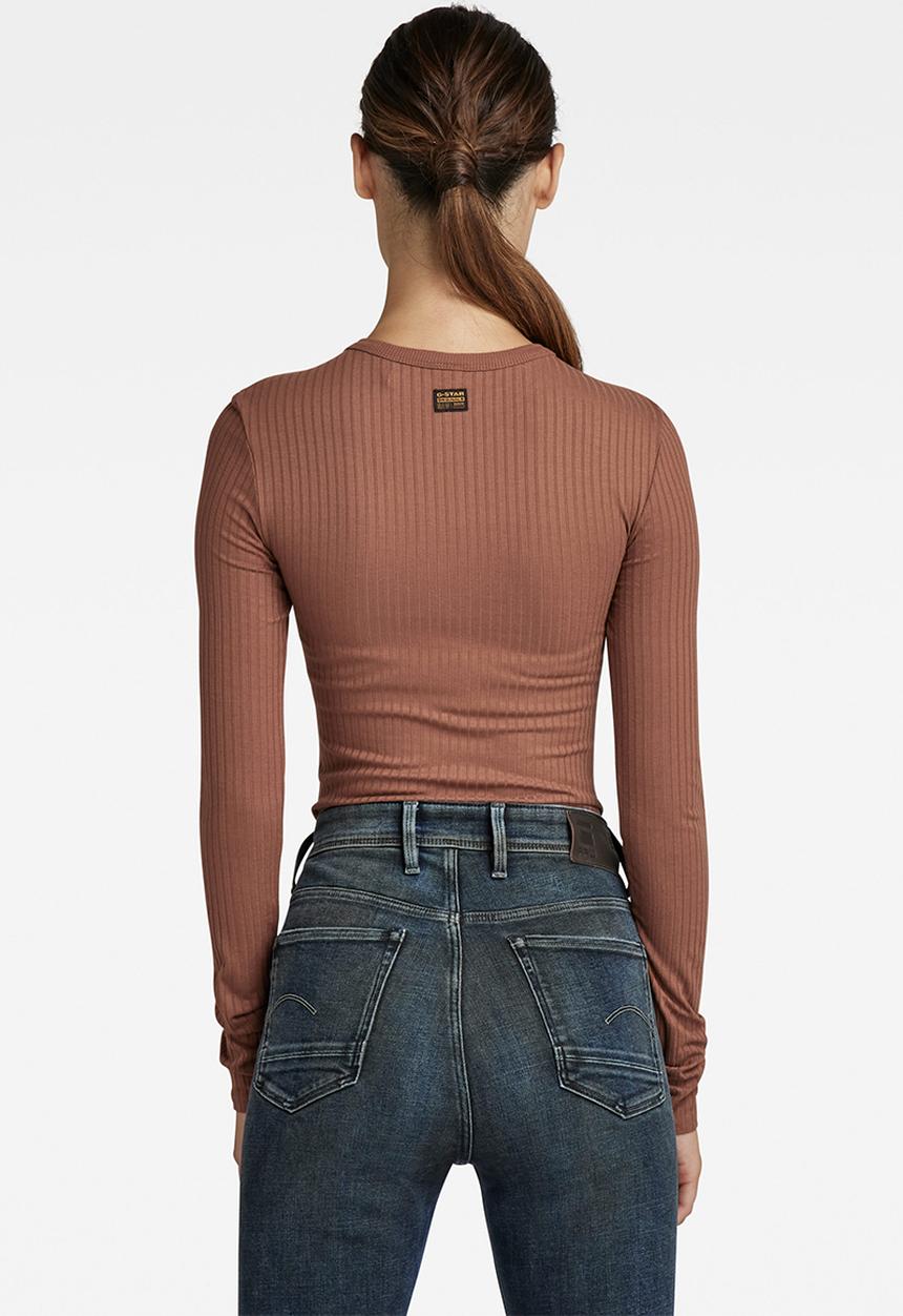 G-STAR - Slim rib long sleeve top - raw hide