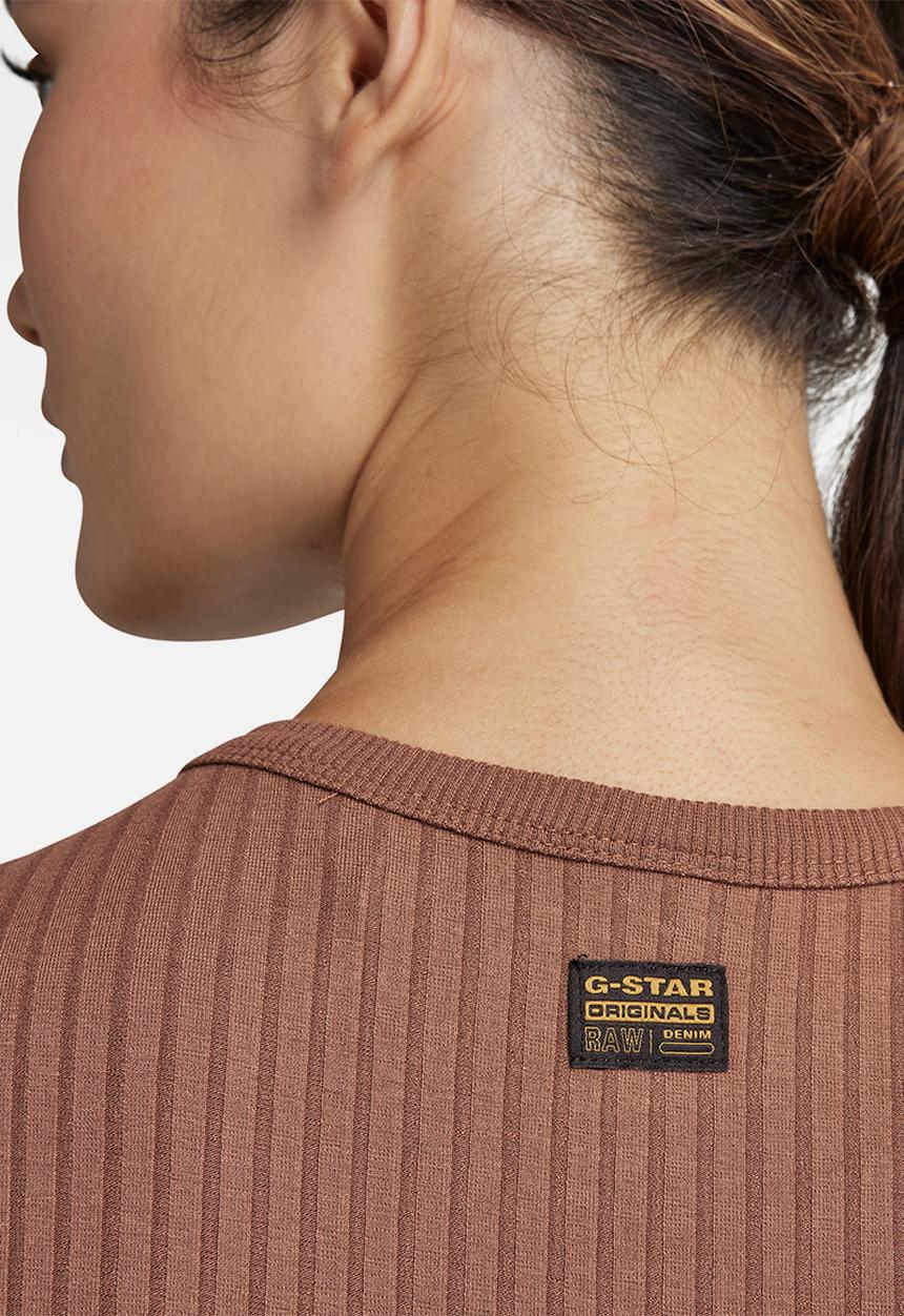 G-STAR - Slim rib long sleeve top - raw hide