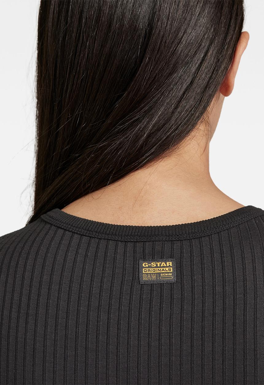 G-STAR - Slim rib long sleeve top - black