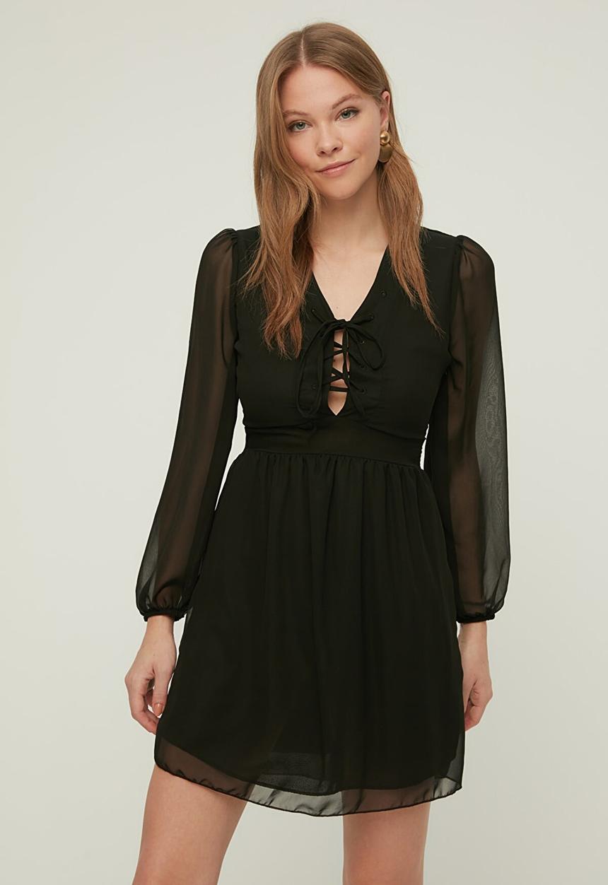 Trendyol - Tie detailed dress - black