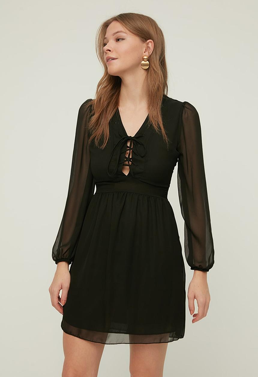 Trendyol - Tie detailed dress - black