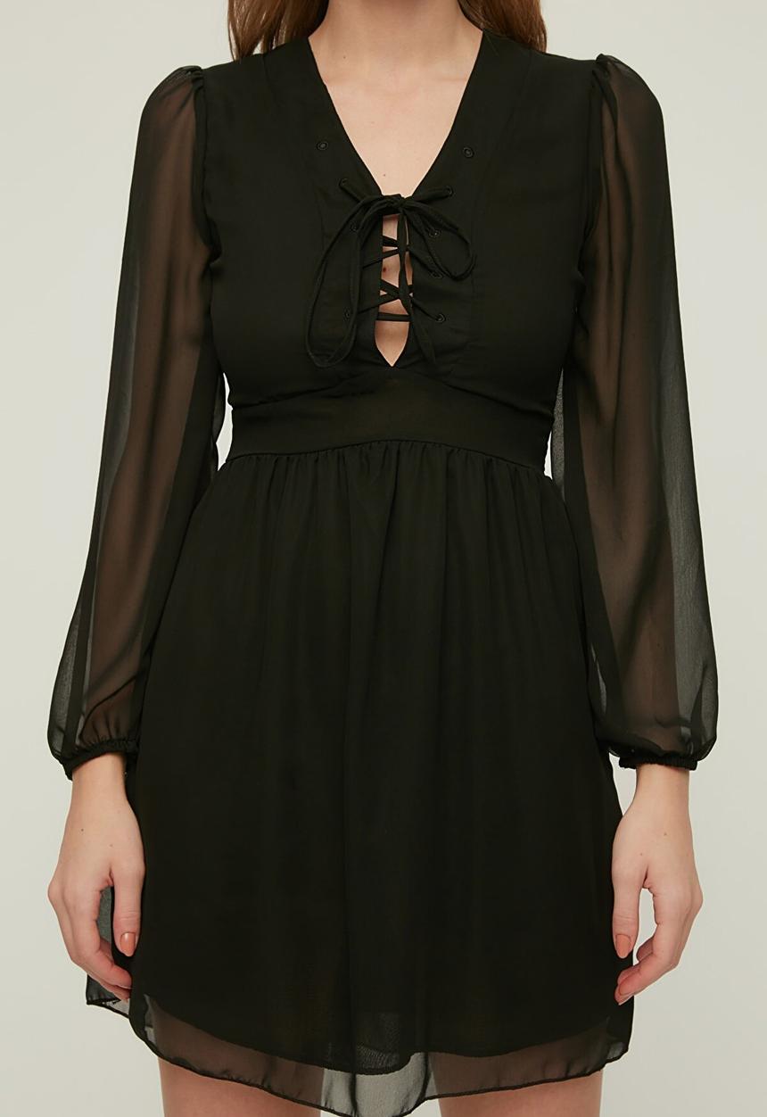 Trendyol - Tie detailed dress - black
