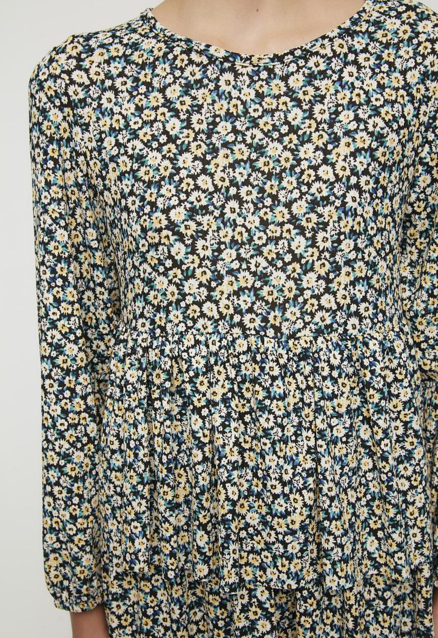 Trendyol - Ribbed knitted dress - navy & yellow 