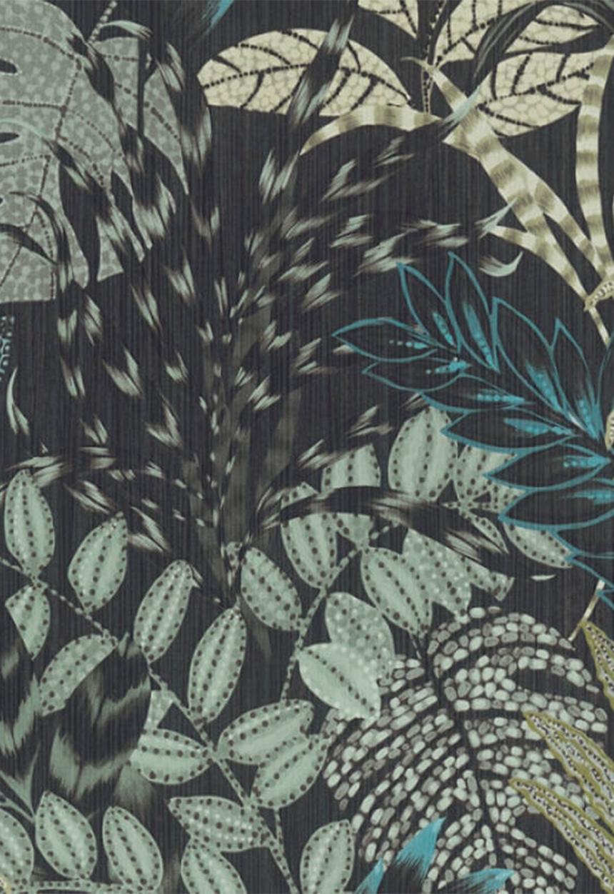 Home Fabrics - Floral wallpaper - black & green