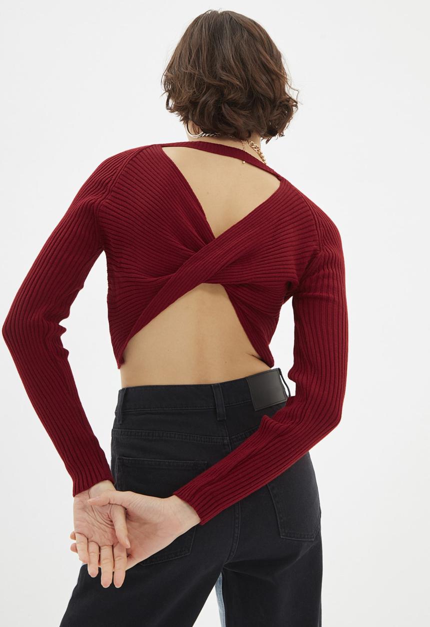 Trendyol - Twist back sweater - burgundy