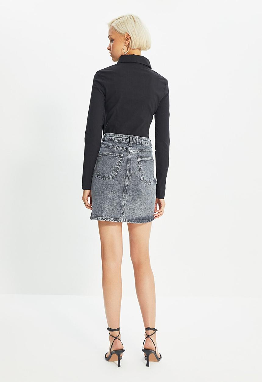 Trendyol - Mini denim skirt - anthracite