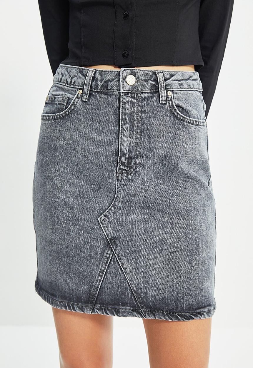 Trendyol - Mini denim skirt - anthracite