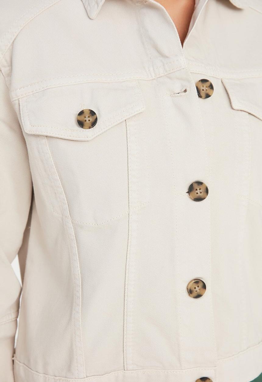 Trendyol - Button detailed denim jacket  - ecru